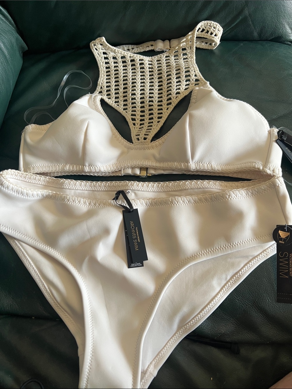 Victoria's Secret Cream Crochet High-Neck Bikini Set